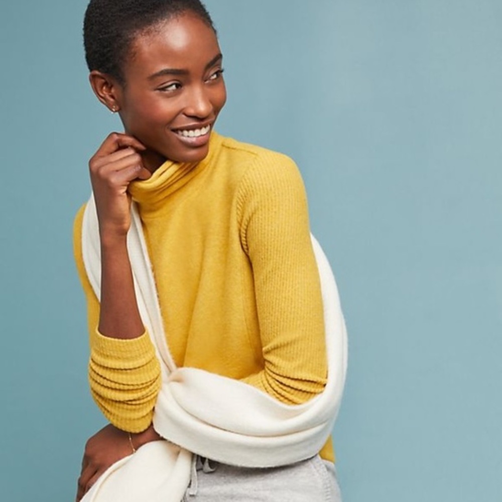 Anthropologie Brushed Fleece Turtleneck Sweater Top size XL